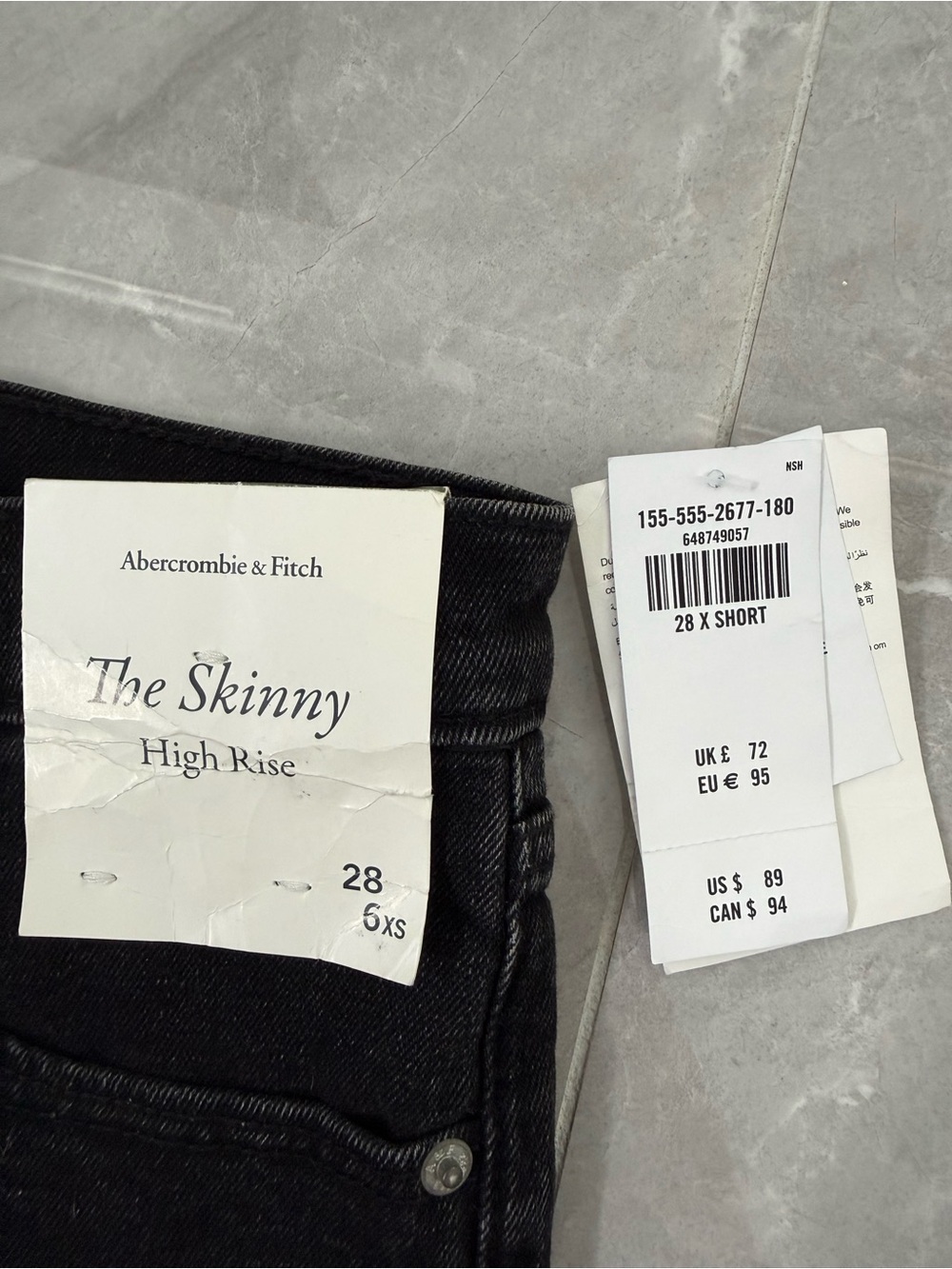 Women’s Abercrombie & Fitch The Skinny High Rise Jeans Split Hem Size 28 Short - Picture 9 of 15